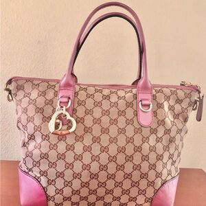 Gucci Beige and Pink Signature Tote